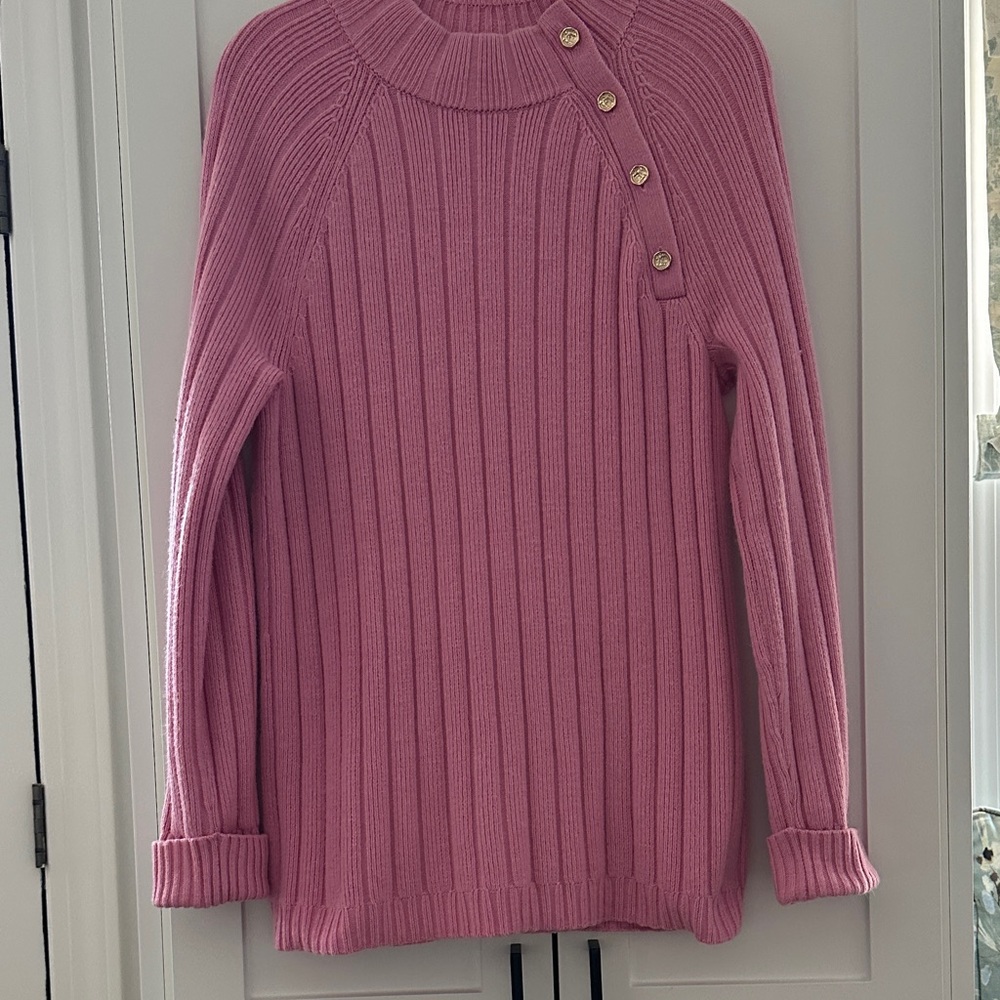 Talbots Rose Button-Accent Turtleneck Sweater